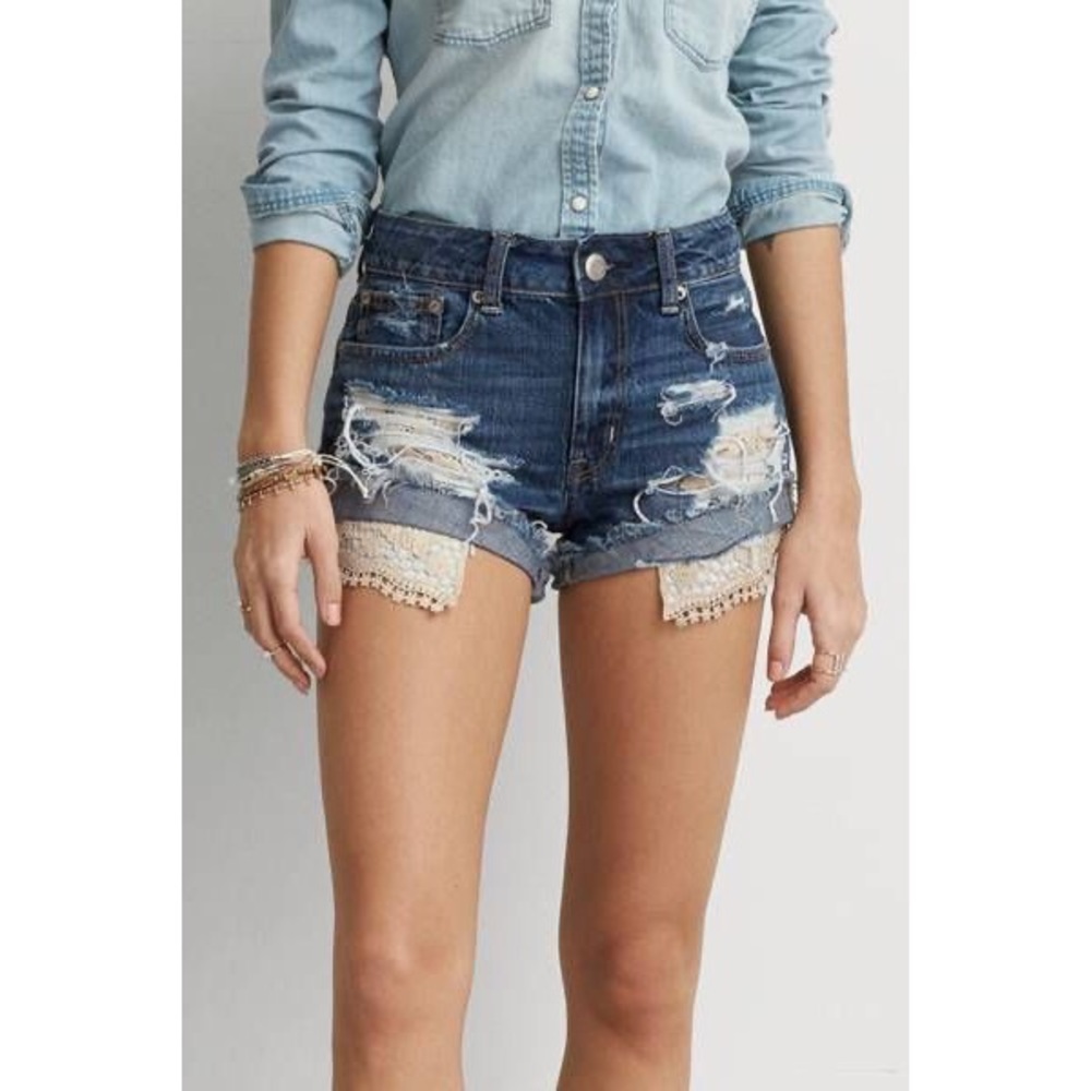 American Eagle Hi Rise Festival Denim Shorts